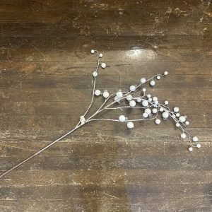 Metallic Rosehip Berry Spray 36" - White