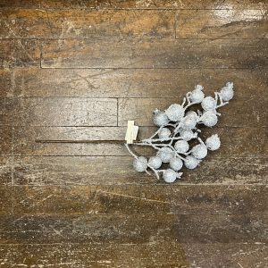 Metallic Silver Rosehip Pick 16"